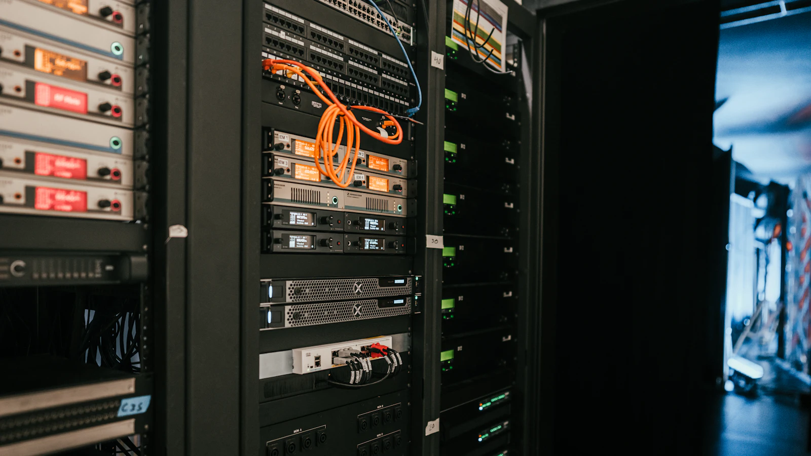 Rows of servers in a cloud data centre