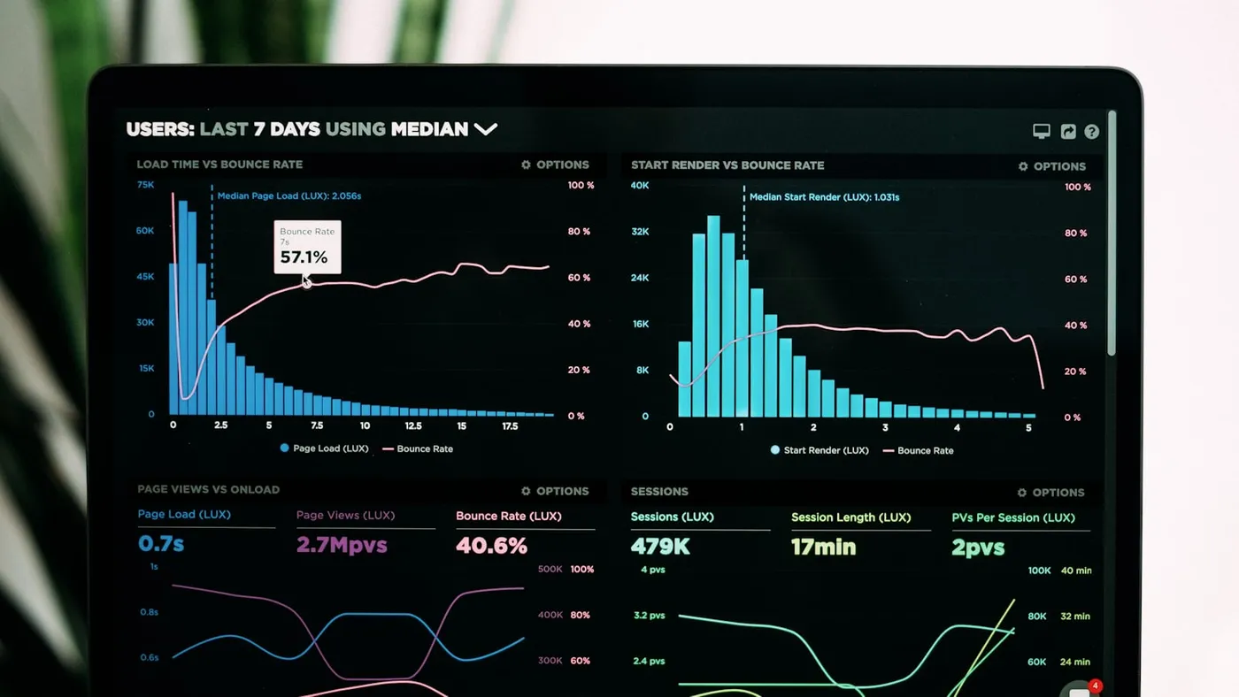 Screen showing uptime and performance review for a business website