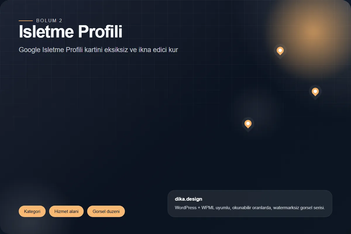 Google Isletme Profili karti ve profil optimizasyon adimlarini anlatan gorsel